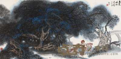伍启中 丁卯（1987）年作 西双版纳风情 横幅 68×137cm